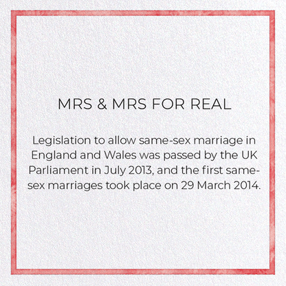 MRS & MRS FOR REAL: Watercolour Greeting Card