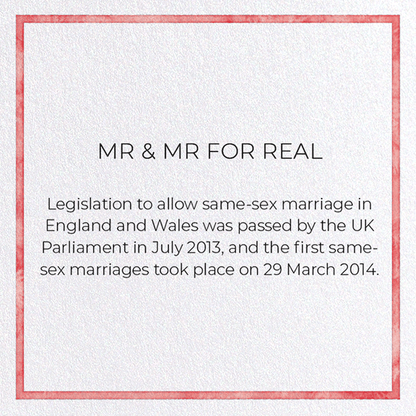 MR & MR FOR REAL: Watercolour Greeting Card