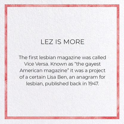 LEZ IS MORE: Watercolour Greeting Card