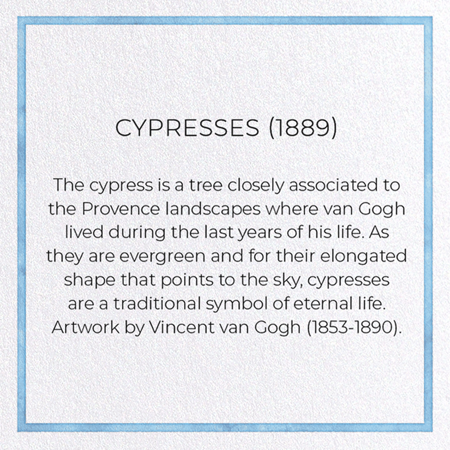CYPRESSES (1889): Painting Greeting Card
