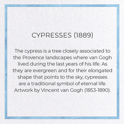 CYPRESSES (1889): Painting Greeting Card