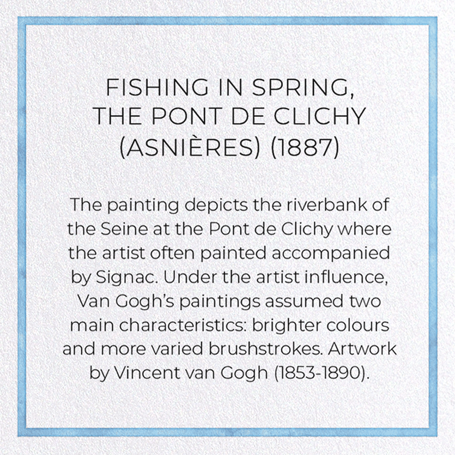 FISHING IN SPRING, THE PONT DE CLICHY (ASNIÈRES) (1887): Painting Greeting Card