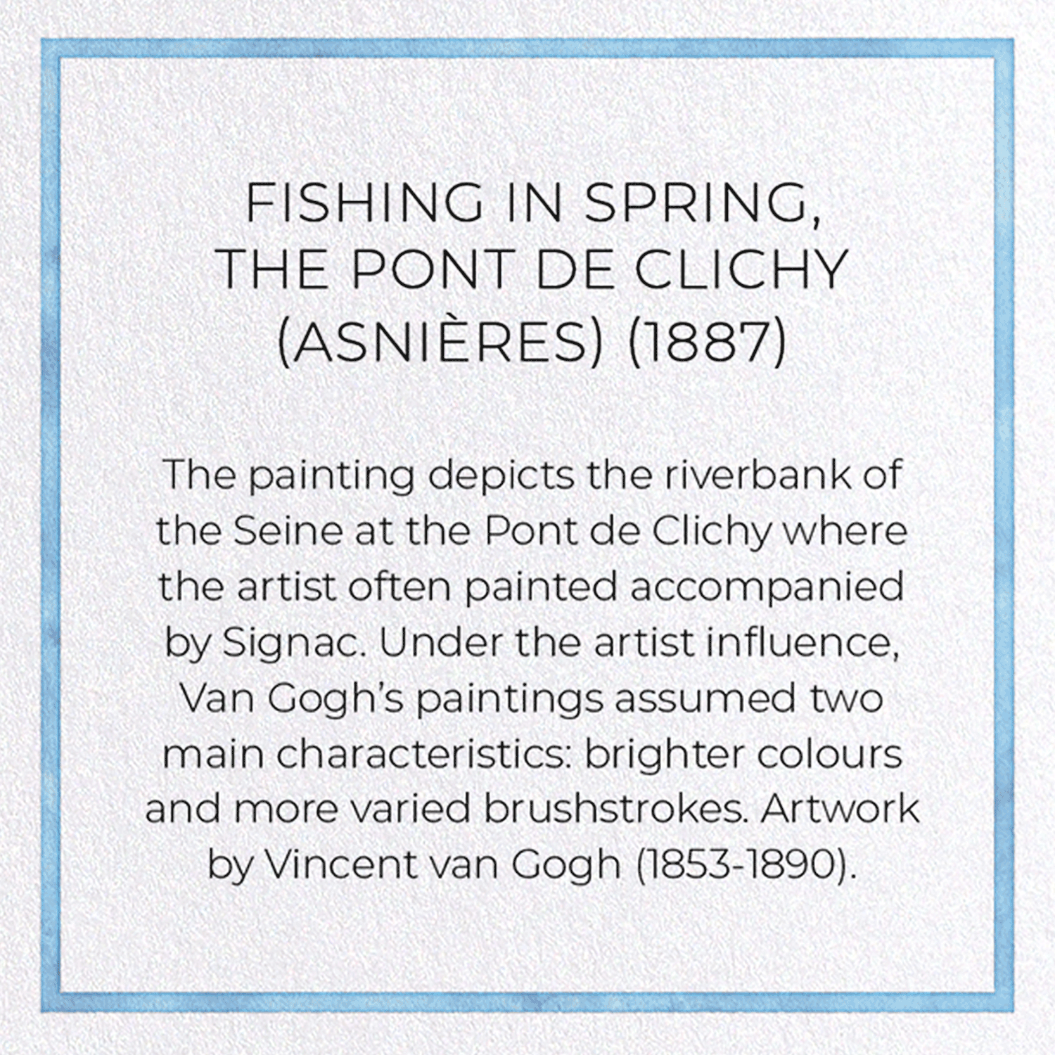 FISHING IN SPRING, THE PONT DE CLICHY (ASNIÈRES) (1887): Painting Greeting Card