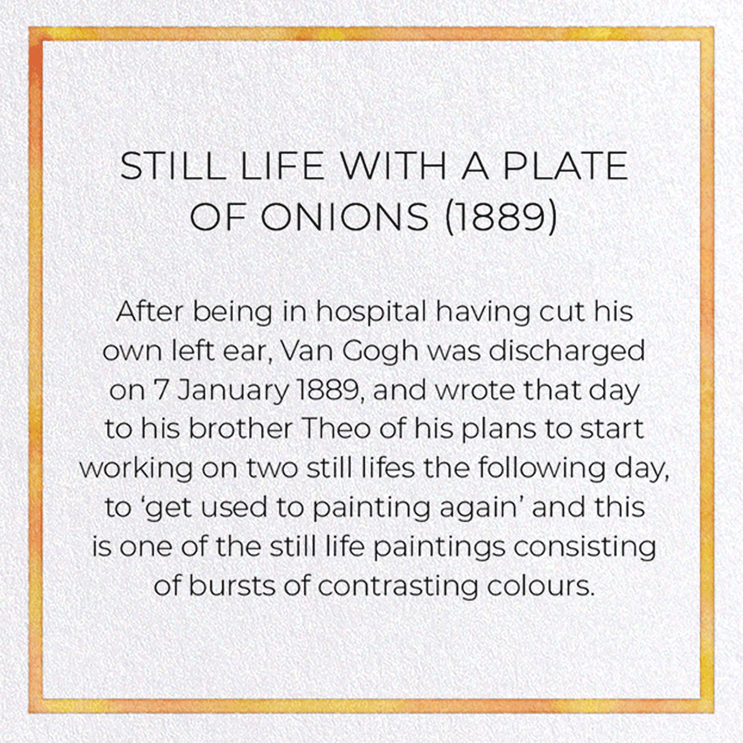 STILL LIFE WITH A PLATE OF ONIONS (1889): Painting Greeting Card