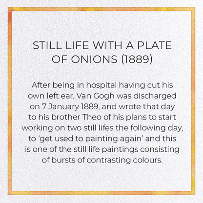 STILL LIFE WITH A PLATE OF ONIONS (1889): Painting Greeting Card