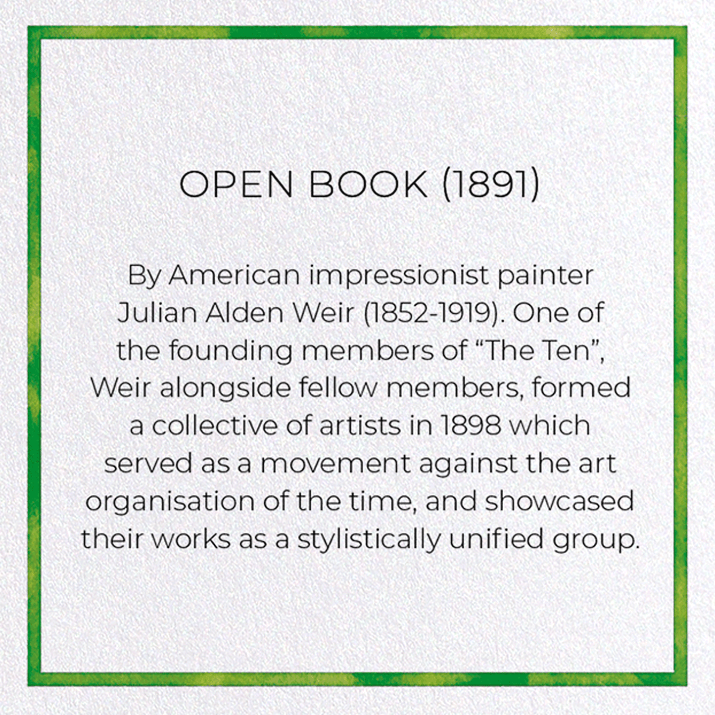 OPEN BOOK (1891): Painting Greeting Card