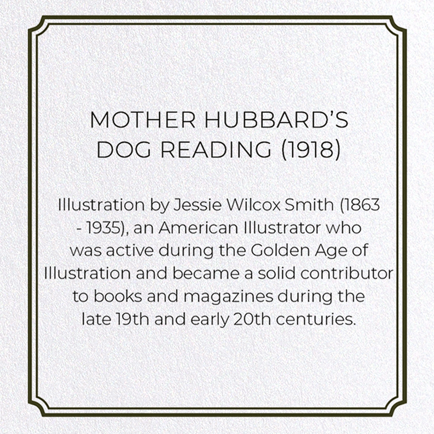 MOTHER HUBBARD’S DOG READING (1918): Victorian Greeting Card