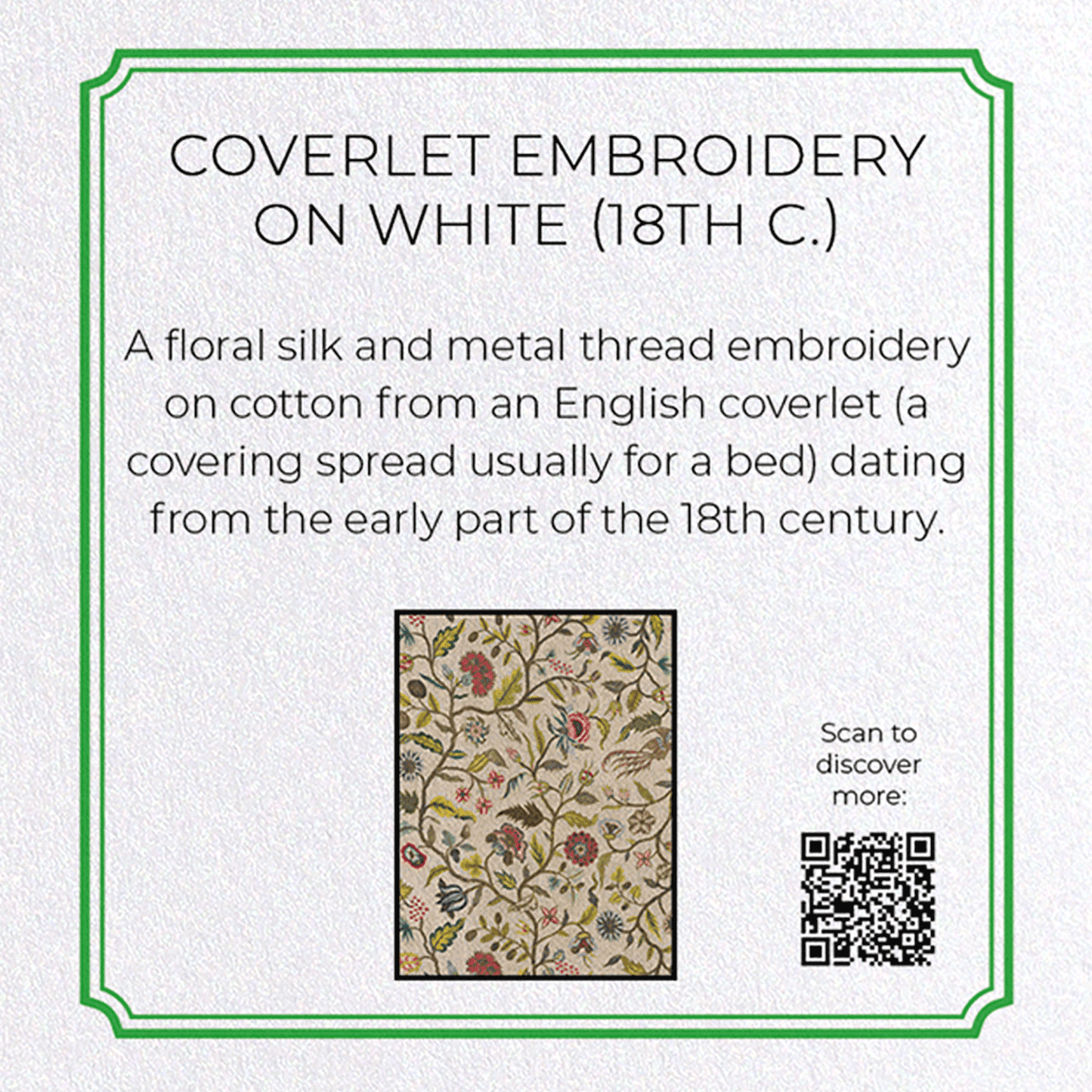 COVERLET EMBROIDERY ON WHITE (18TH C.): Pattern Greeting Card