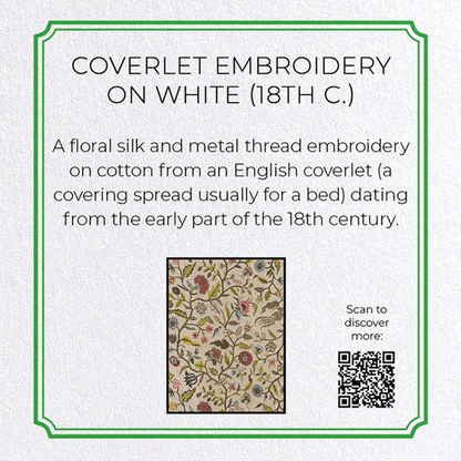 COVERLET EMBROIDERY ON WHITE (18TH C.): Pattern Greeting Card