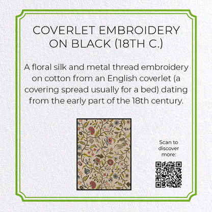COVERLET EMBROIDERY ON BLACK (18TH C.): Pattern Greeting Card