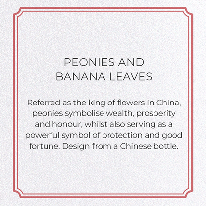PEONIES AND BANANA LEAVES : Pattern Greeting Card