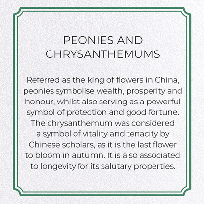 PEONIES AND CHRYSANTHEMUMS : Pattern Greeting Card