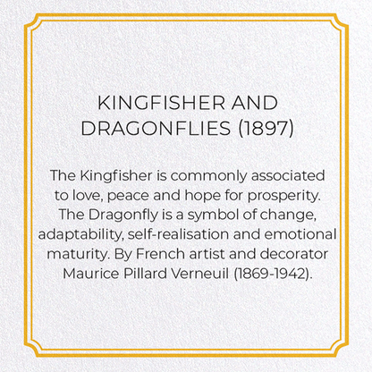 KINGFISHER AND DRAGONFLIES (1897) : Pattern Greeting Card