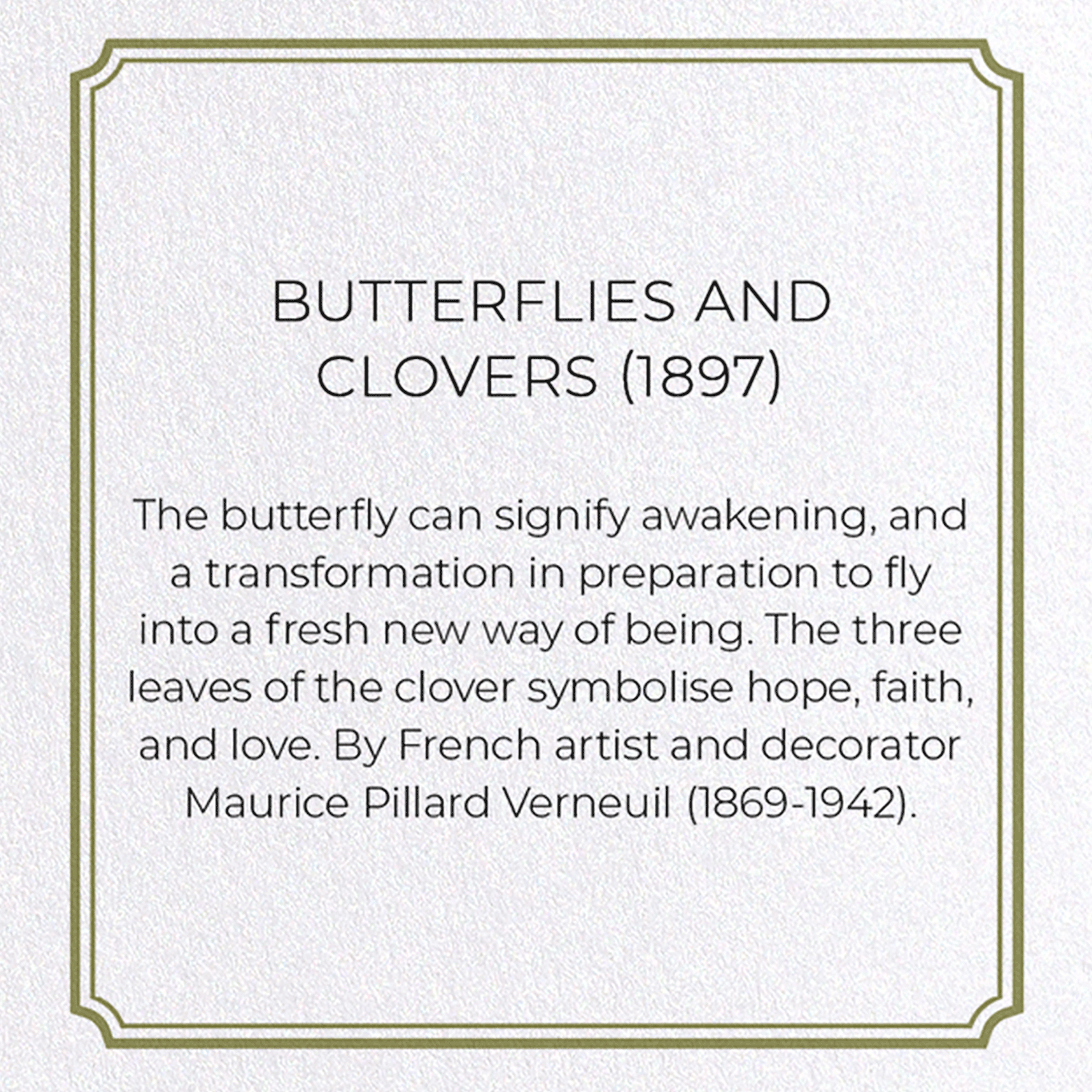 BUTTERFLIES AND CLOVERS (1897) : Pattern Greeting Card