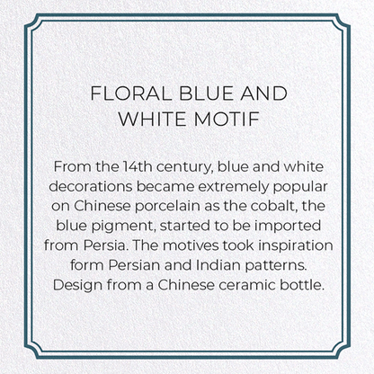 FLORAL BLUE AND WHITE MOTIF : Pattern Greeting Card