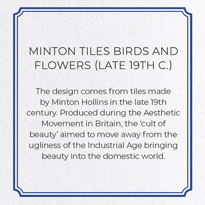 MINTON TILES BIRDS AND FLOWERS (LATE 19TH C.): Painting Greeting Card