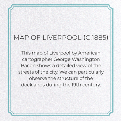 MAP OF LIVERPOOL (C.1885): Map antique Greeting Card
