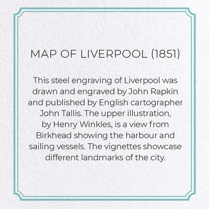 MAP OF LIVERPOOL (1851): Map antique Greeting Card