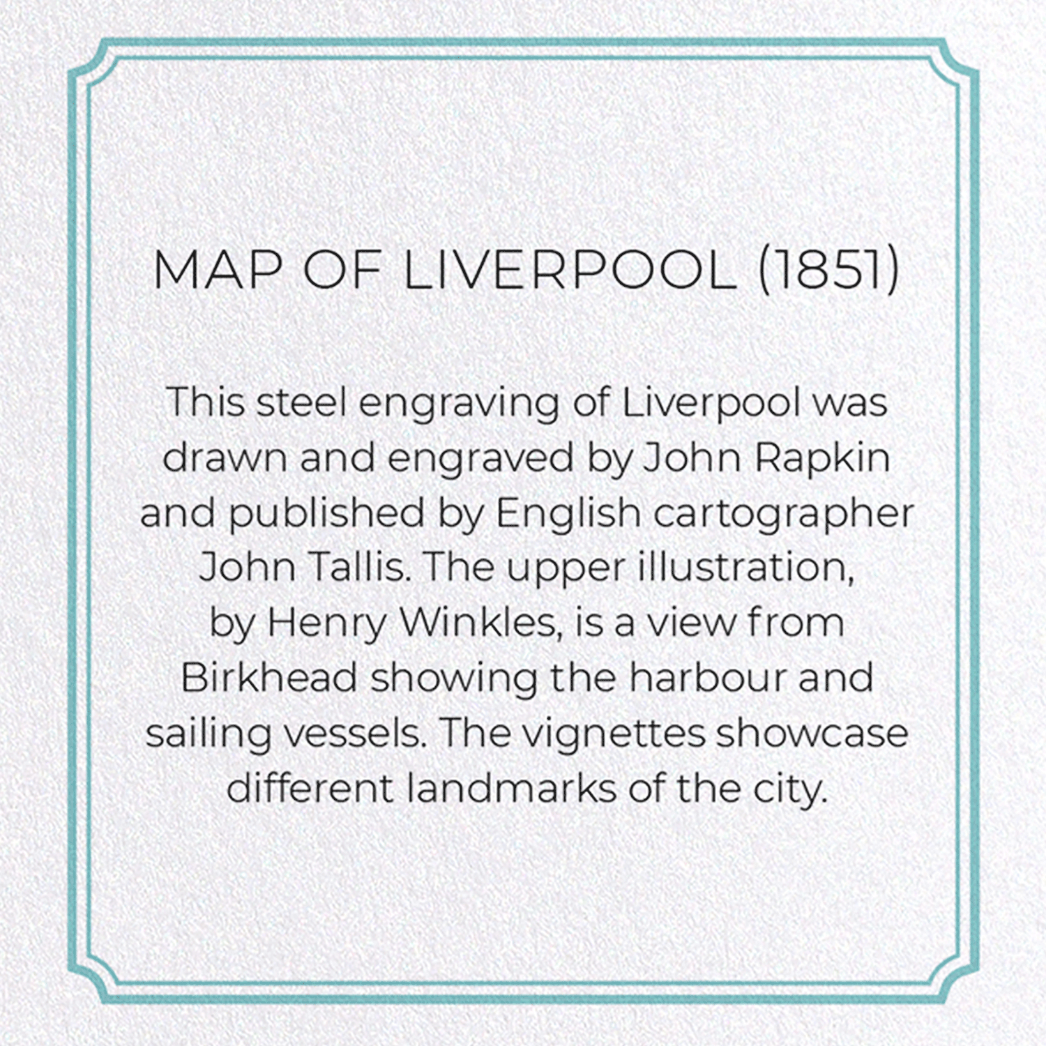 MAP OF LIVERPOOL (1851): Map antique Greeting Card