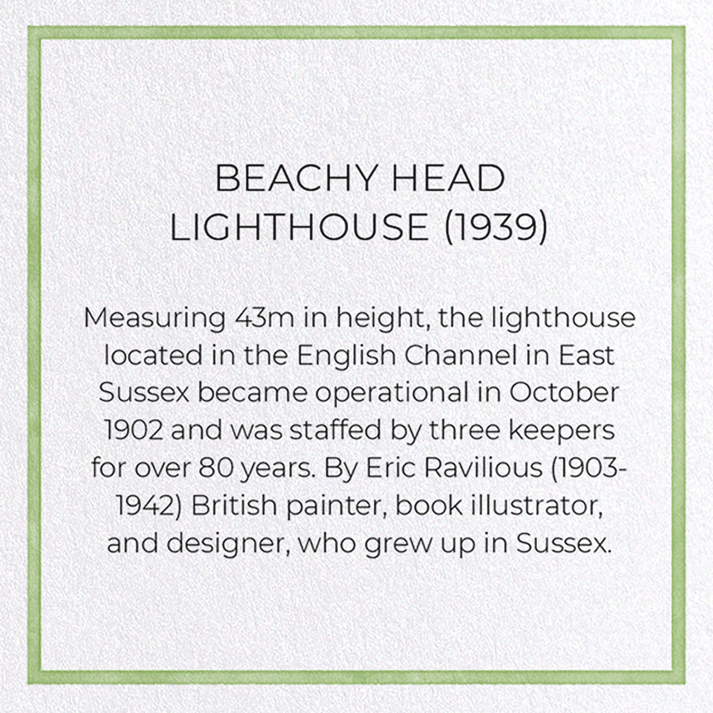 BEACHY HEAD LIGHTHOUSE (1939): Painting Greeting Card