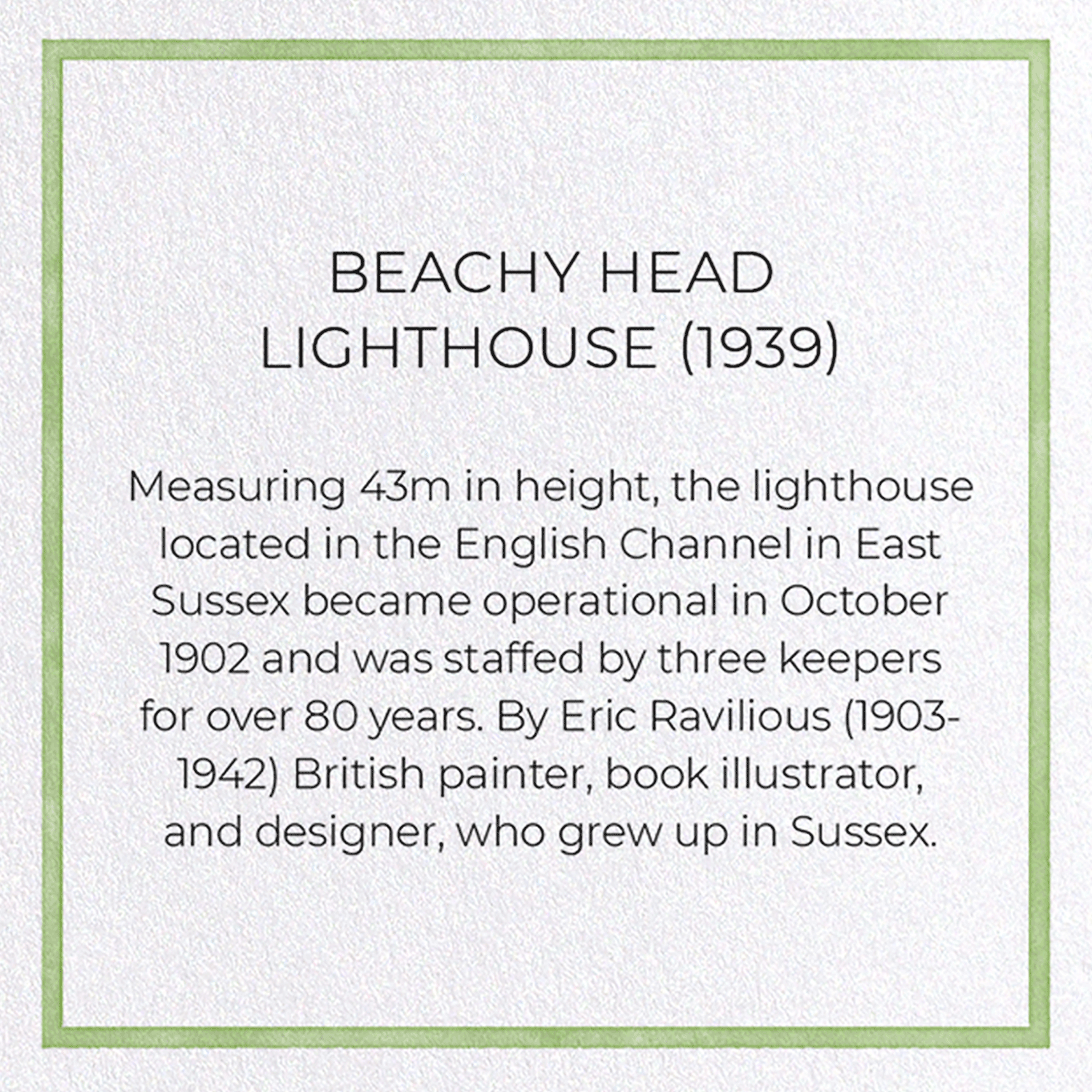 BEACHY HEAD LIGHTHOUSE (1939): Painting Greeting Card