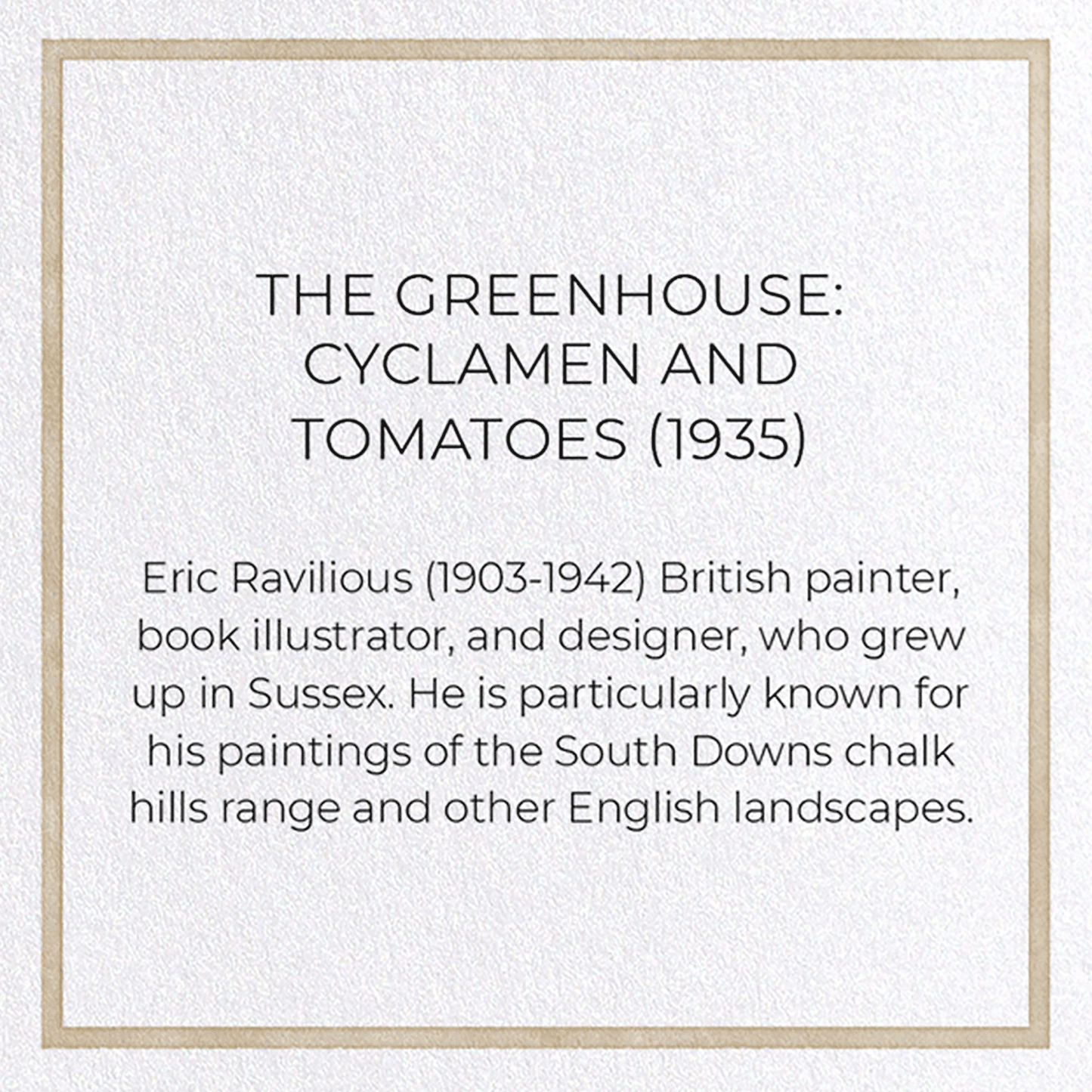 THE GREENHOUSE: CYCLAMEN AND TOMATOES (1935): Painting Greeting Card