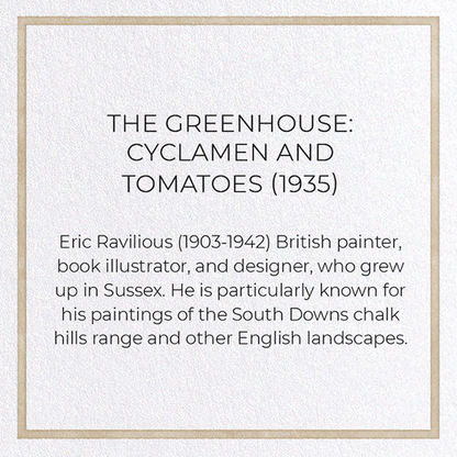 THE GREENHOUSE: CYCLAMEN AND TOMATOES (1935): Painting Greeting Card
