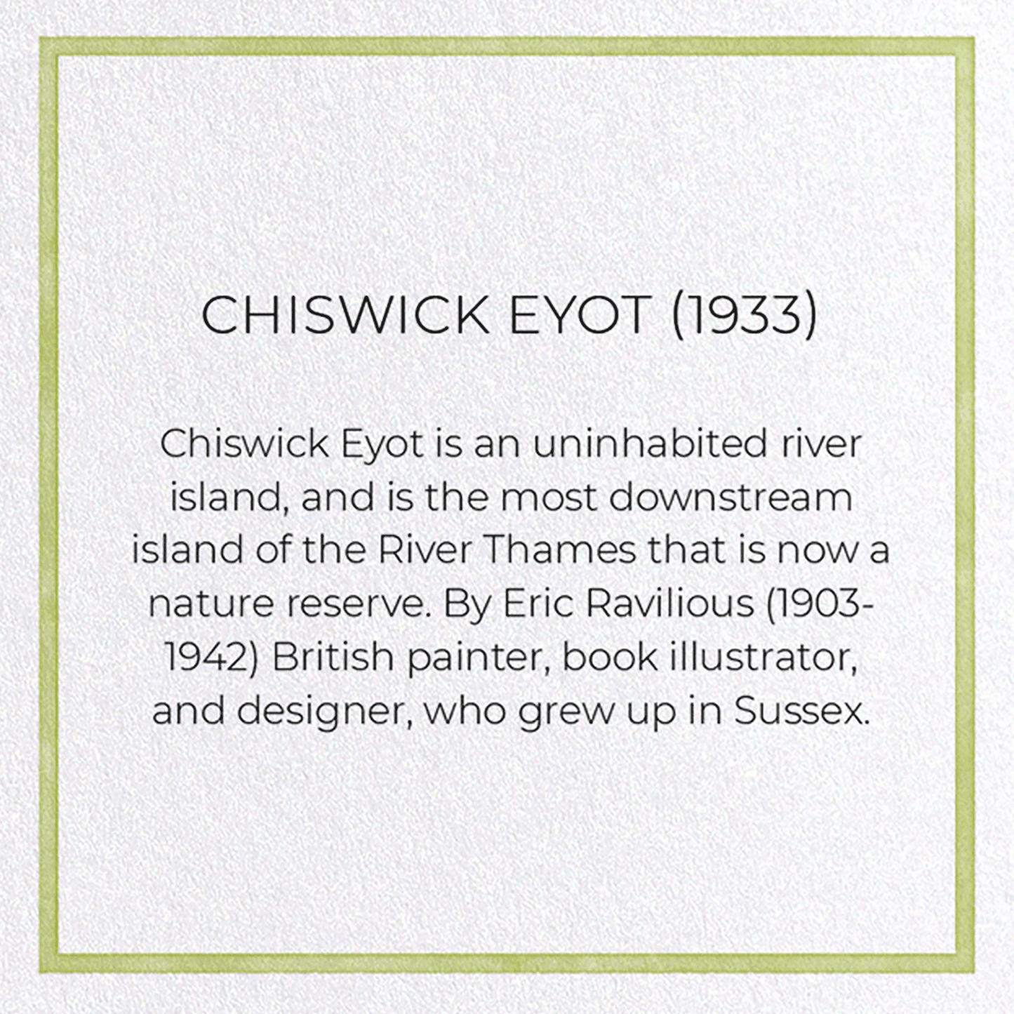 CHISWICK EYOT (1933): Painting Greeting Card