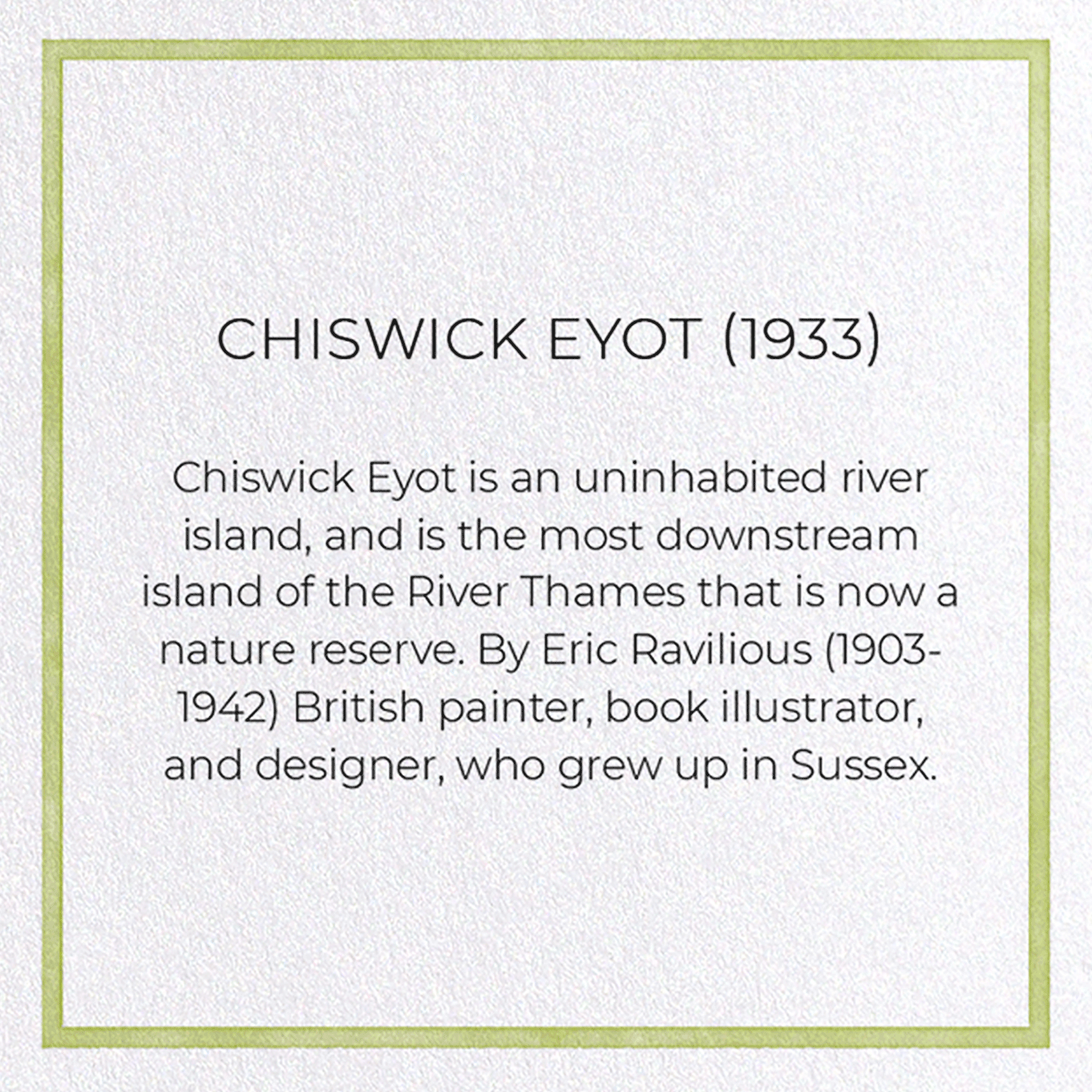 CHISWICK EYOT (1933): Painting Greeting Card