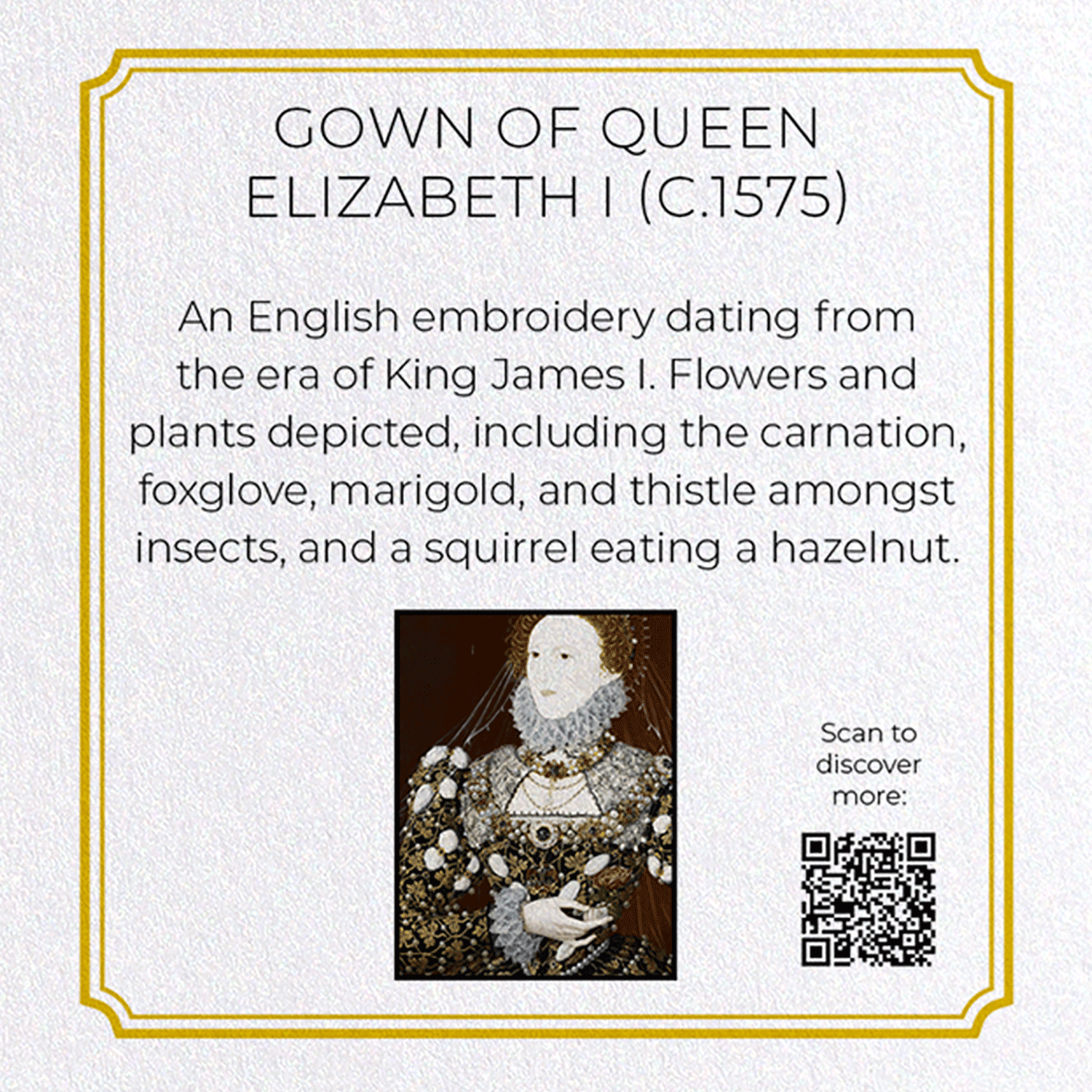 GOWN OF QUEEN ELIZABETH I (C.1575): Pattern Greeting Card