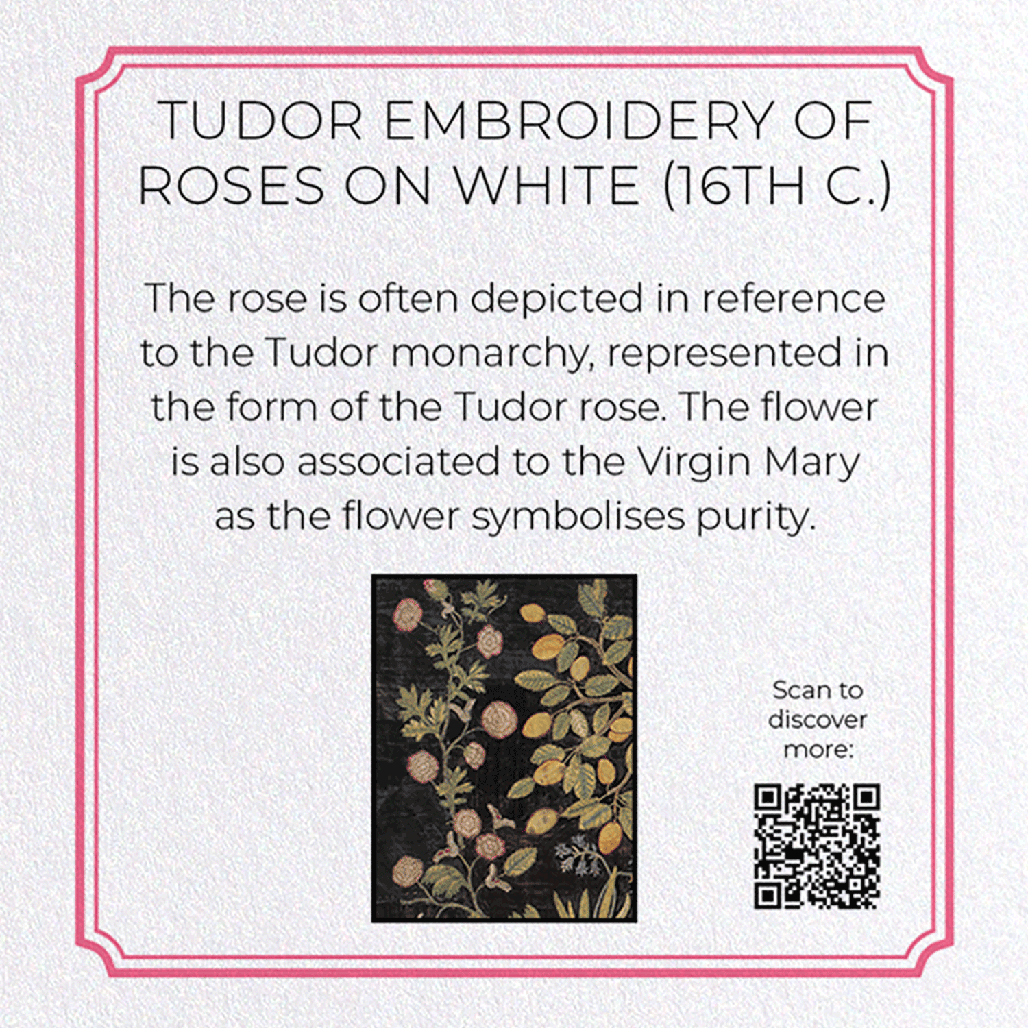 TUDOR EMBROIDERY OF ROSES ON WHITE (16TH C.): Pattern Greeting Card