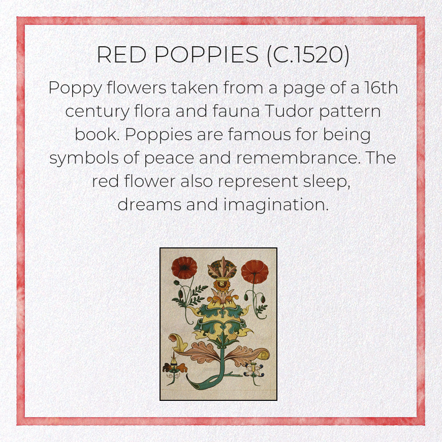 RED POPPIES (C.1520): Pattern Greeting Card