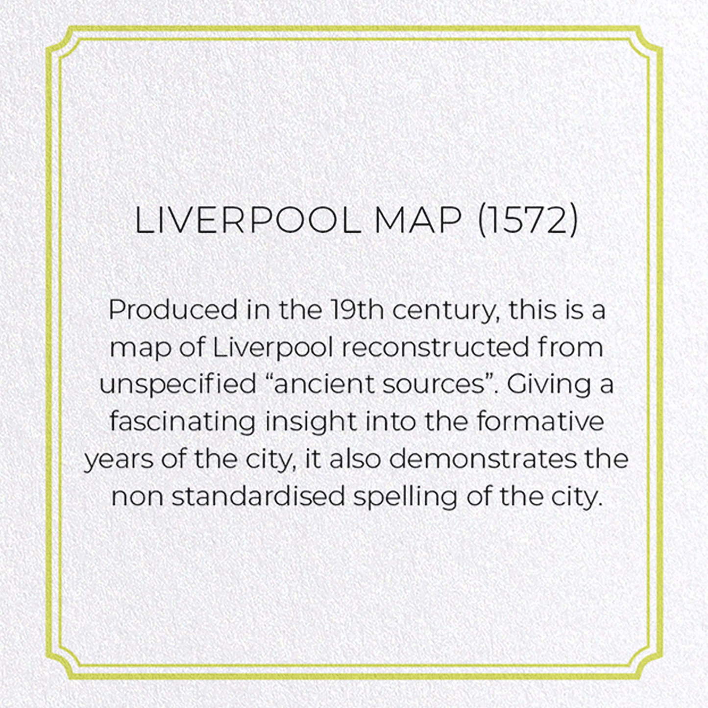 LIVERPOOL MAP (1572): Map antique Greeting Card