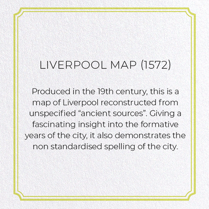 LIVERPOOL MAP (1572): Map antique Greeting Card