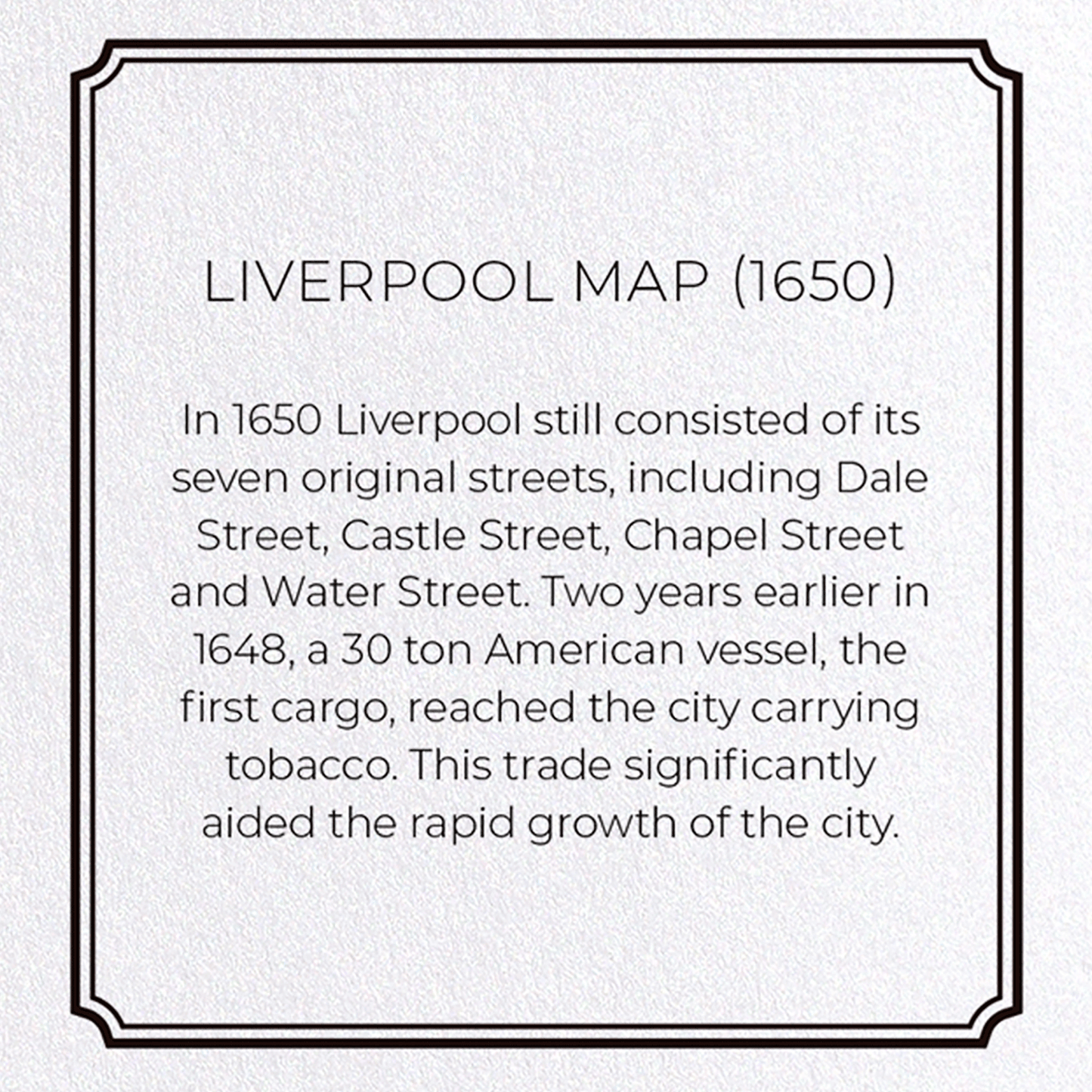 LIVERPOOL MAP (1650): Map antique Greeting Card