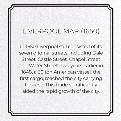 LIVERPOOL MAP (1650): Map antique Greeting Card