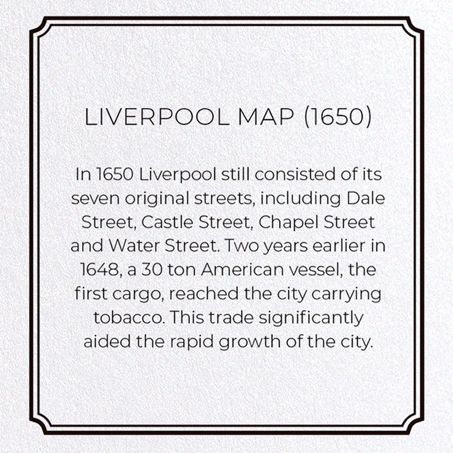 LIVERPOOL MAP (1650): Map antique Greeting Card