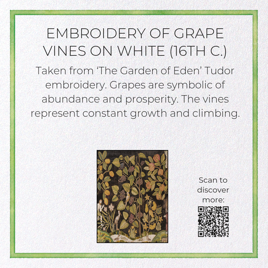 EMBROIDERY OF GRAPE VINES ON WHITE (16TH C.): Pattern Greeting Card