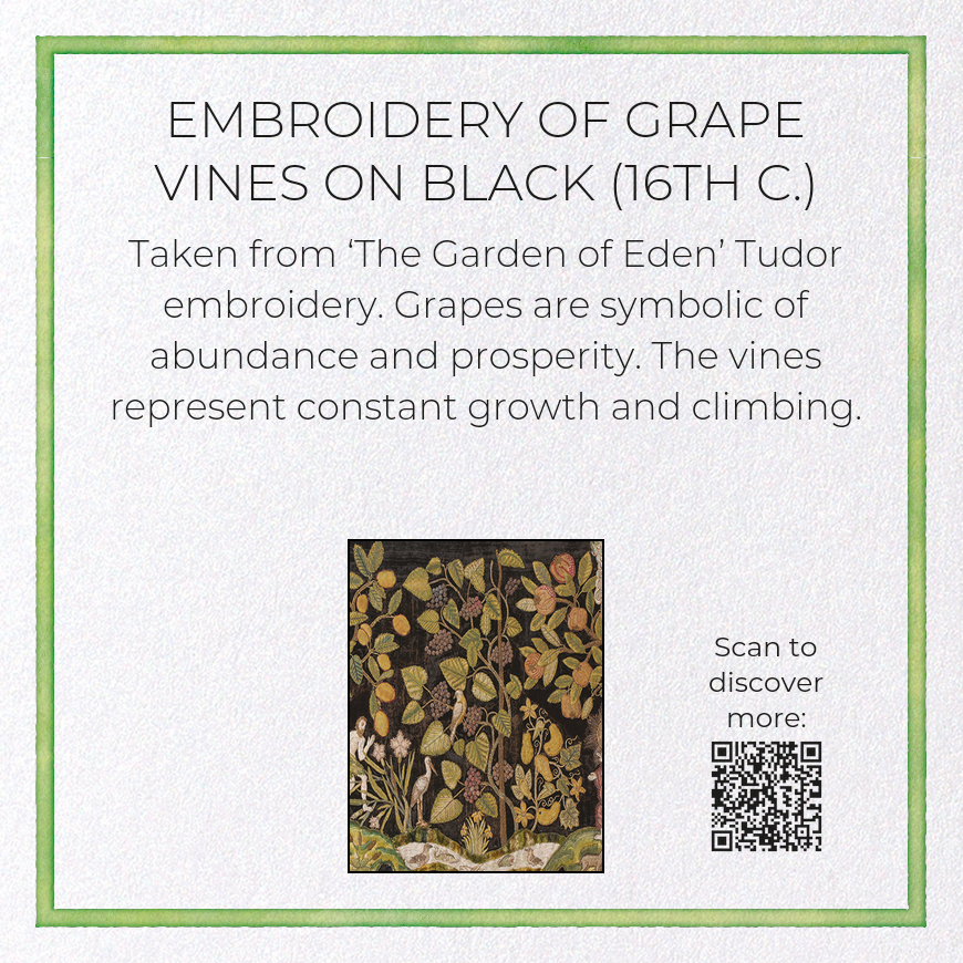 EMBROIDERY OF GRAPE VINES ON BLACK (16TH C.): Pattern Greeting Card