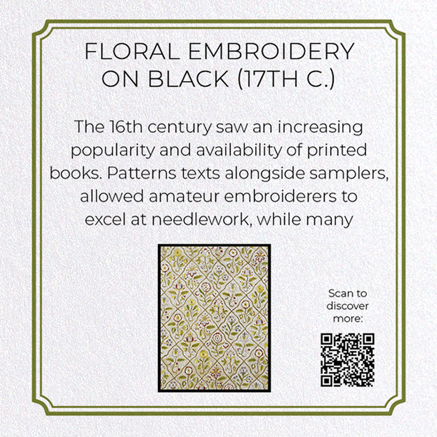 FLORAL EMBROIDERY ON BLACK (17TH C.): Pattern Greeting Card