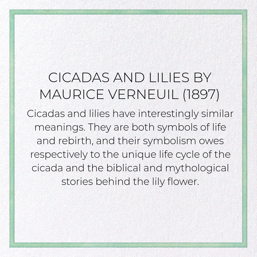 CICADAS AND LILIES BY MAURICE VERNEUIL (1897): Pattern Greeting Card