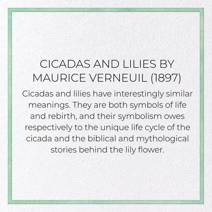CICADAS AND LILIES BY MAURICE VERNEUIL (1897): Pattern Greeting Card