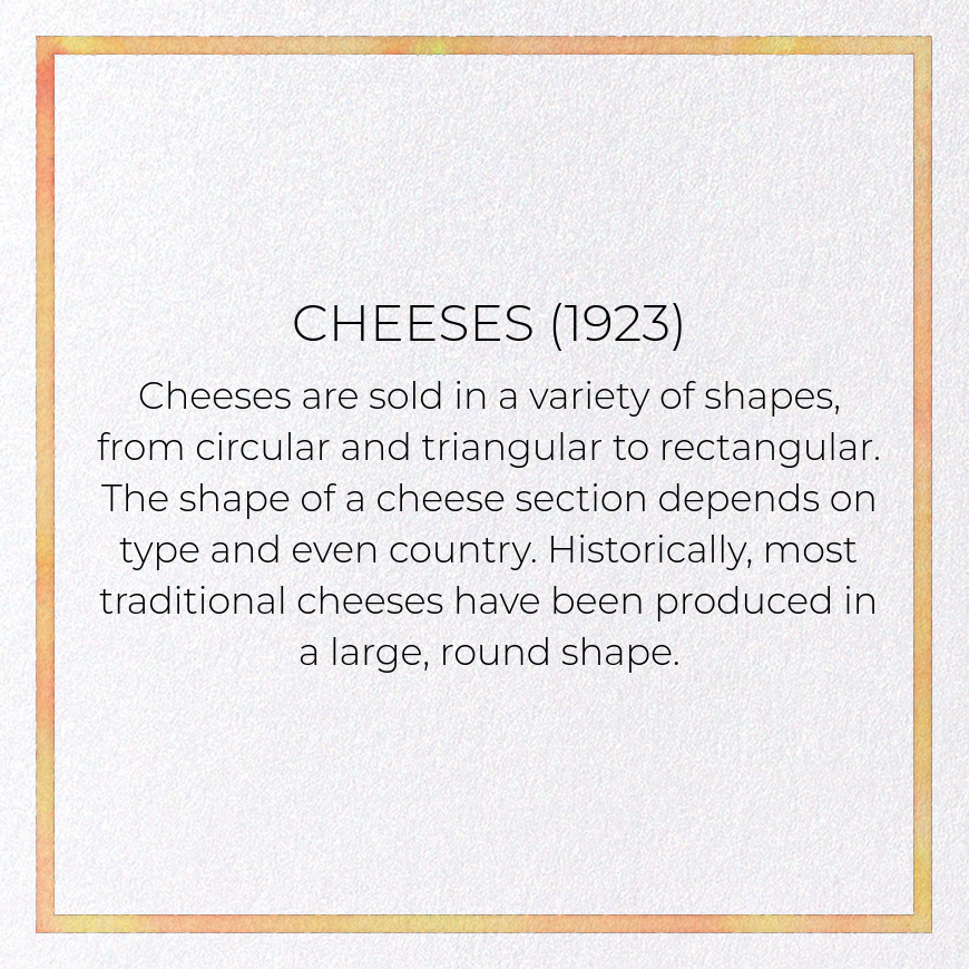 CHEESES (1923): Painting Greeting Card