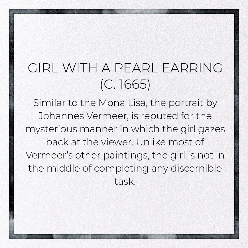 GIRL WITH A PEARL EARRING (C. 1665): Painting Greeting Card