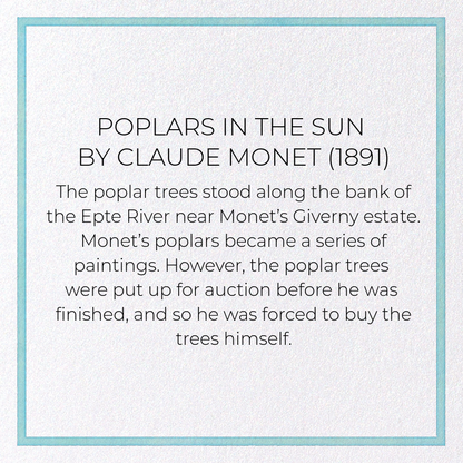 POPLARS IN THE SUN (1891): Painting Greeting Card