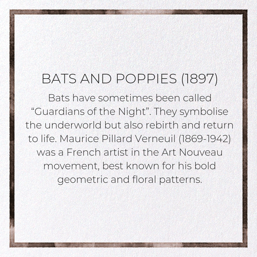 BATS AND POPPIES (1897): Pattern Greeting Card
