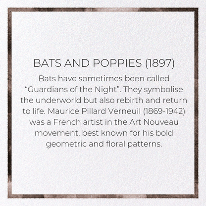 BATS AND POPPIES (1897): Pattern Greeting Card