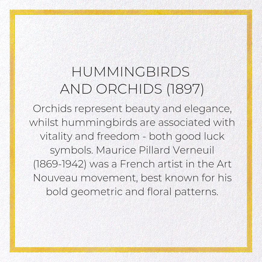 HUMMINGBIRDS AND ORCHIDS (1897): Pattern Greeting Card