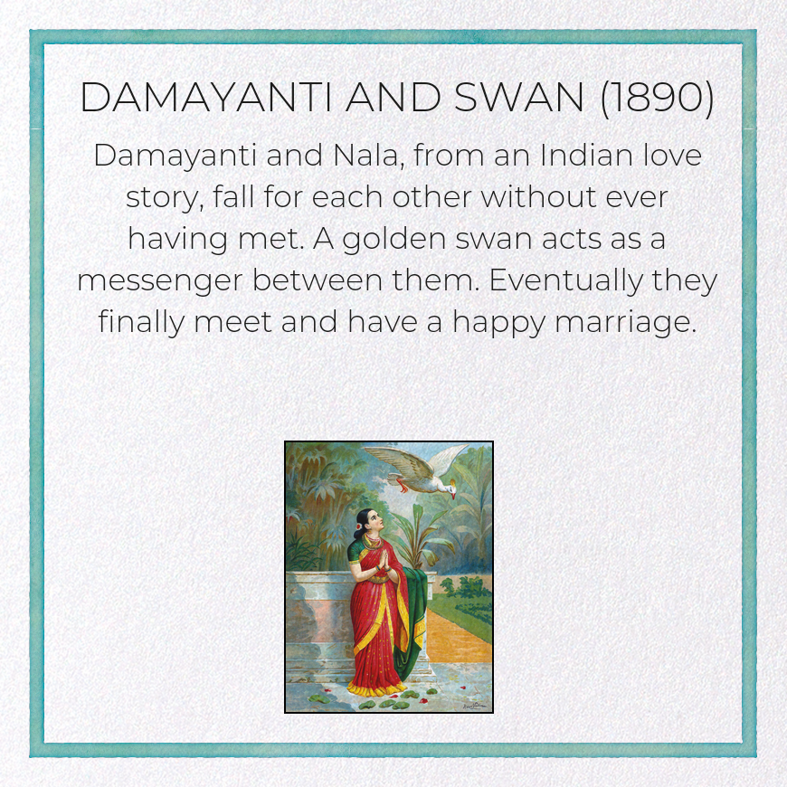 DAMAYANTI AND SWAN (1890): Painting Greeting Card