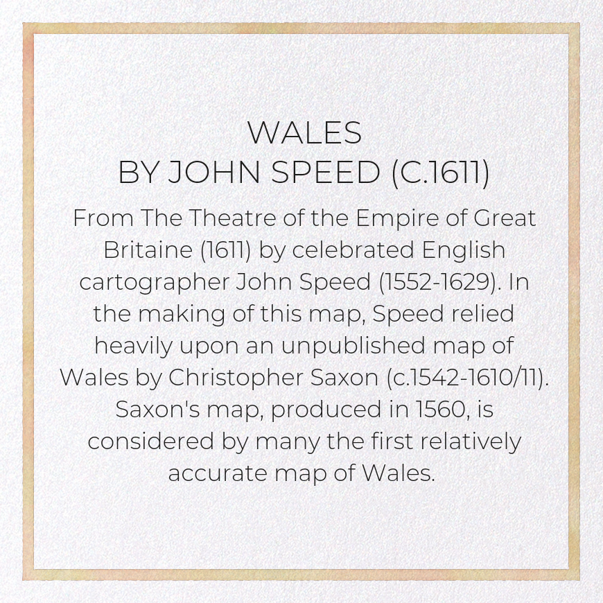 WALES BY JOHN SPEED (C.1611): Map antique Greeting Card